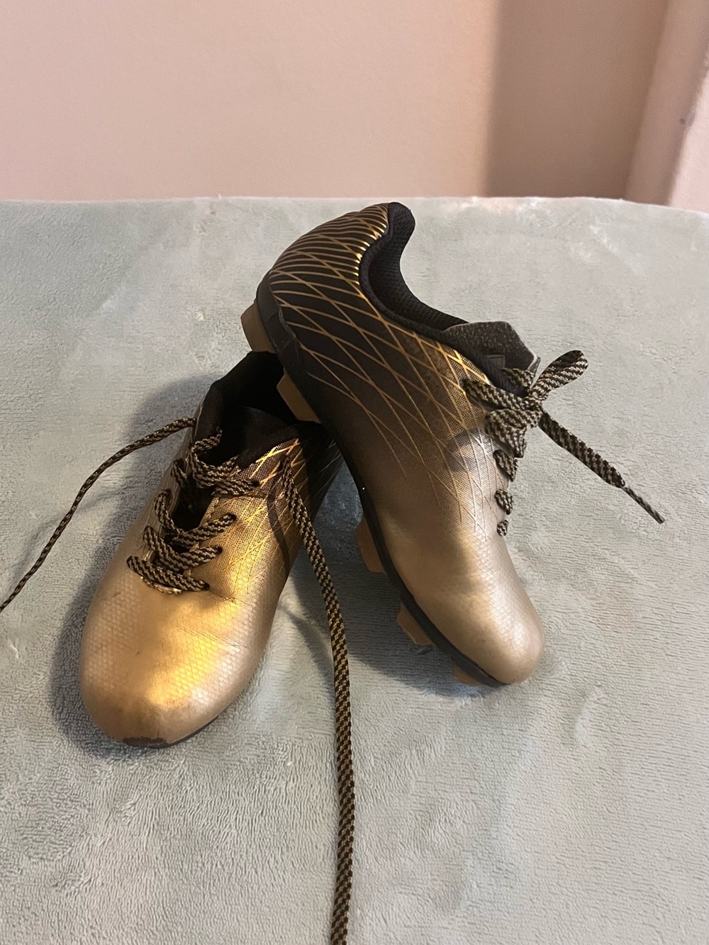Kids Gold and Black Soccer Cleats - Youth Athletic Shoes